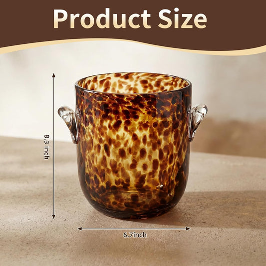 Remerry 1 Pcs Tortoise Pattern Ice Bucket Glass 6.6 Inch Diameter Chiller Beverage Tub Cocktail Home Bar Accessories, Wine, Beer Ice Bucket for Drinks and Parties, Champagne Drink Cooler