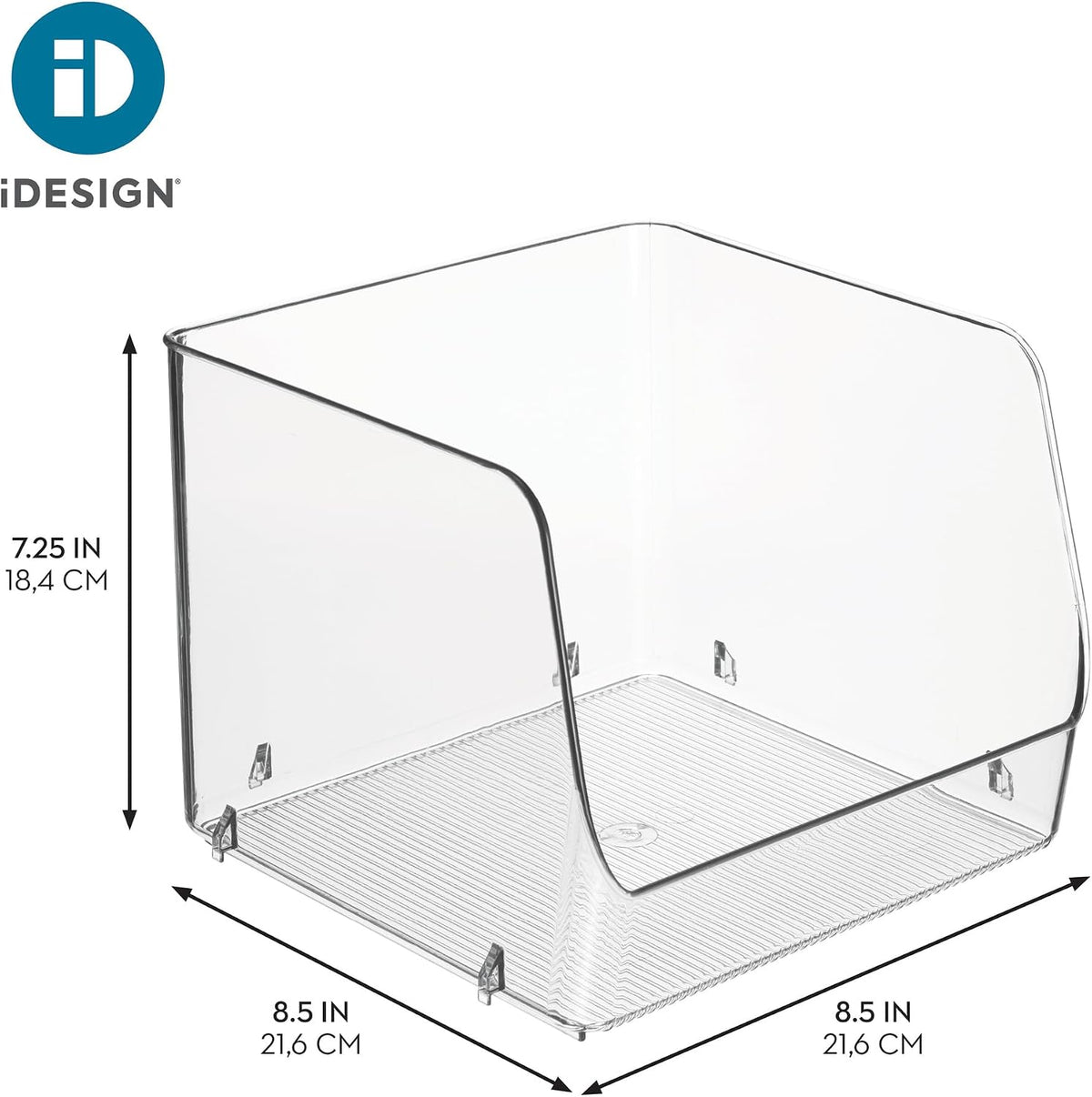 iDesign Stackable Clear Open Front Storage Bin, 4-Pack | Easy Access Organizer, For Kitchen, Pantry or Cabinet