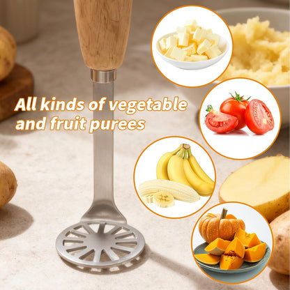 5.9" Mini Potato Masher,Avocado Masher with Wood Non Slip Handle