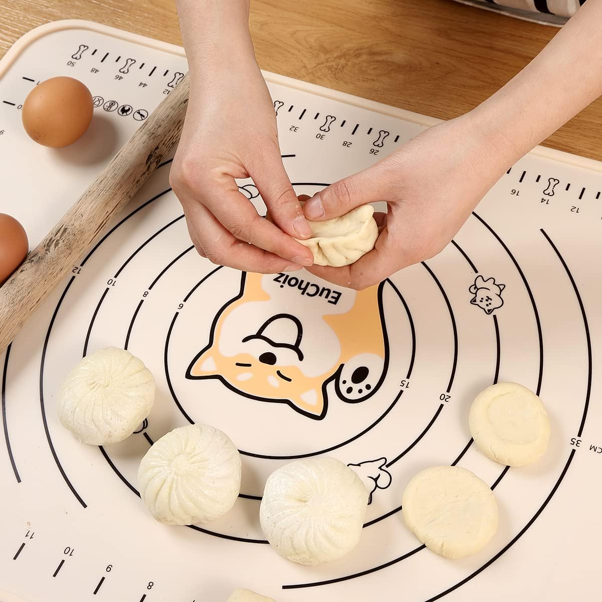 Silicone Pastry Mat 20"*16" Extra Thick Non Stick Baking Mat Food Grade Silicone Dough Rolling Bake Mat with Edge Heightening Blue