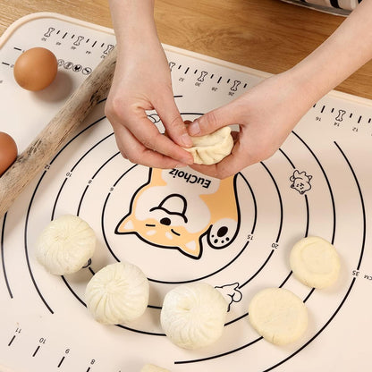 Silicone Pastry Mat 20"*16" Extra Thick Non Stick Baking Mat Food Grade Silicone Dough Rolling Bake Mat with Edge Heightening Blue