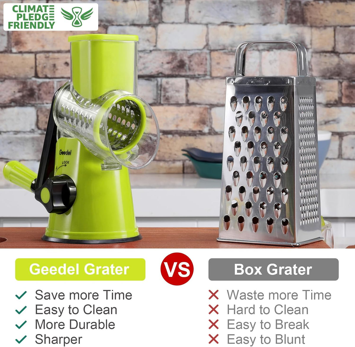 Geedel Rotary Cheese Grater Hand Crank, Cheese Shredder Vegetable Slicer