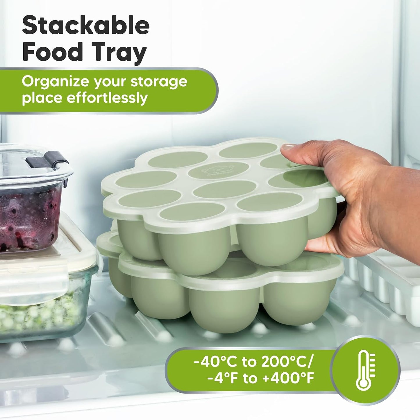 KeaBabies Silicone Food Freezer Trays with Lid, 2oz x 10 Pods Baby Food Storage Containers, Easy Puree Meal Prep, Breast Milk Silicone Freezer Molds, Dishwasher, Microwave Safe, BPA-Free (Slate)