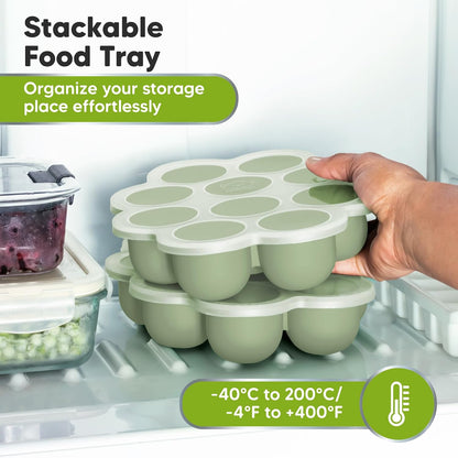 KeaBabies Silicone Food Freezer Trays with Lid, 2oz x 10 Pods Baby Food Storage Containers, Easy Puree Meal Prep, Breast Milk Silicone Freezer Molds, Dishwasher, Microwave Safe, BPA-Free (Slate)
