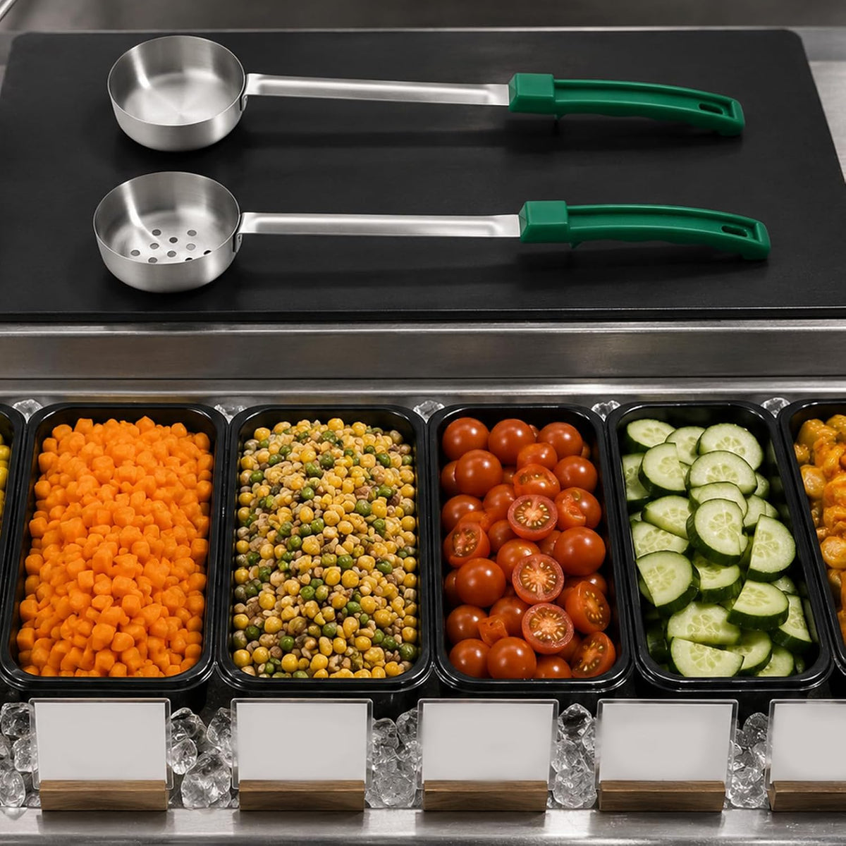 2PCS Portion Control Serving Spoons Set, Restaurant Measuring Serving Ladle Utensils, Portion Scoops for Food, Portions Control Slotted and Unslotted Scoops for Measuring Servings Ladle Utensils