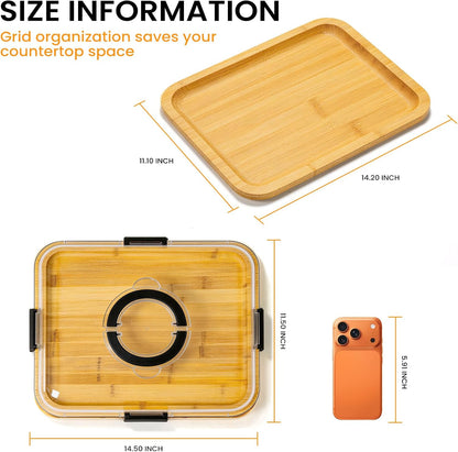 Charcuterie Board with Clear Lid, Portable 6-Compartment Cheese & Snack Tray, Reversible Bamboo Cutting Board, Secure Latch Closure for Picnics, Parties & Light Travel, Housewarming Gift
