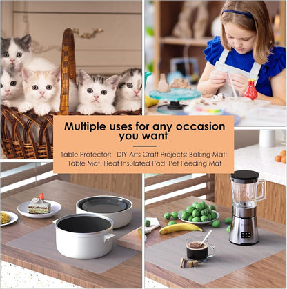 KitchenRaku Extra Large Silicone Mat for Kitchen Worktop Protector, Thickened Nonstick Heat Resistant Countertop Mat, Nonskid Placemat, Craft Mat, Table Mat (Grey, 23.6"x31.5")