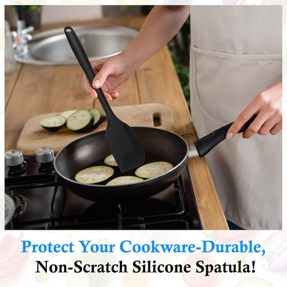Shappy 4 Pieces Silicone Cooking Spoons 10.6 Inch Heat Resistant Kitchen Spoons for Mixing, Serving and Stirring Upgrade Large Non Stick Basting Utensils, Dishwasher Safe(Spoon,Fashionable Color)