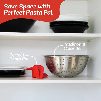 PERFECT PASTA PAL Clip-On Silicone Pot Strainer for Pasta and Vegetables