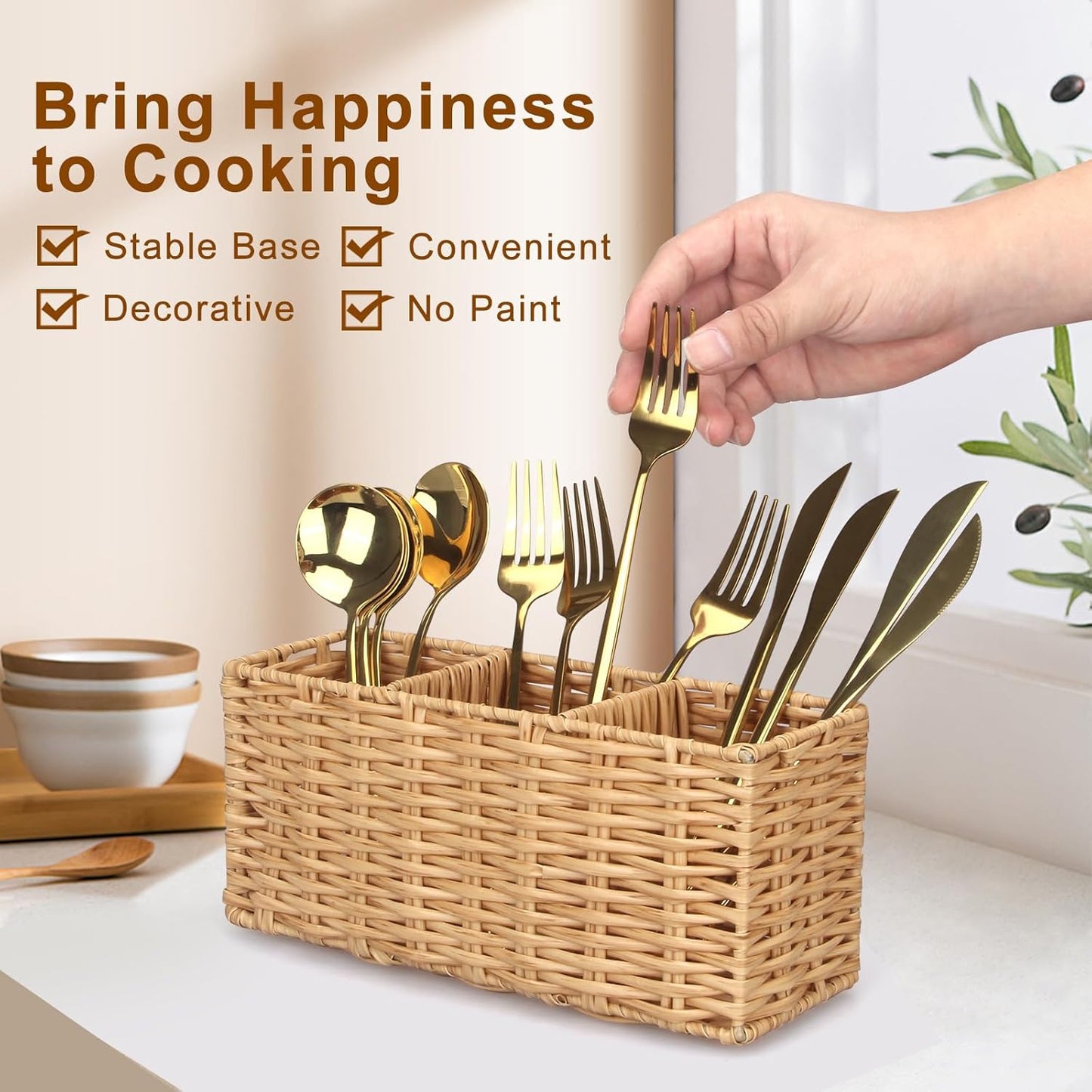 Ayiaren Grey Plastic Cutlery Silverware Holder Small Utensil Organizer Holders for Kitchen Counter Party Flatware Caddy Table Silverware Organizer Basket Spoon Knife Fork Holder Picnic Utensil Caddy