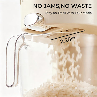 UFORU Rice Dispenser 11Lbs, Slim Rice Storage Container for Small Space, BPA-Free Clear Dry Food Dispenser Sealed Moisture Proof, Grain&Cereal Storage Bucket for Kitchen Pantry Household, Cream White