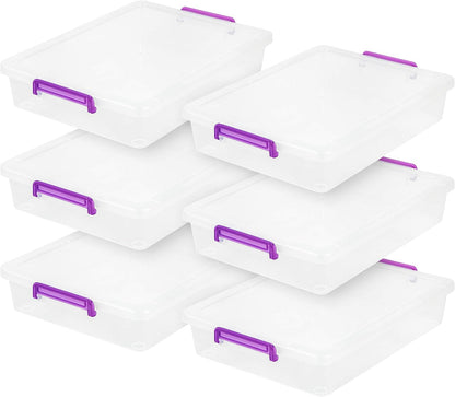 IRIS USA 5 Qt. Plastic Craft Storage Container Bins with Lids, 6 Pack, Small Art & Office Supply Organizer Tote, Sensory Bins & Boxes for Home & University, Stackable, Carry Handle, Clear