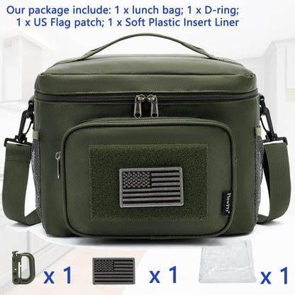 FlowFly Lunch Bag, Insulated Cooler, Thermal Lunch Box Tote with MOLLE/PALS Webbing, Adjustable Padded Shoulder Strap, for Tactical Men Women Adults and Boys Girls Kids (Cyan, Medium)