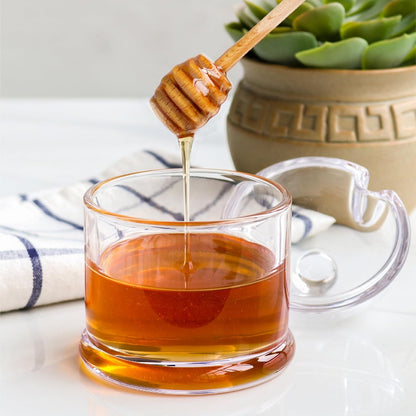 Glass Honey Jar with Wooden Dipper, 10 oz