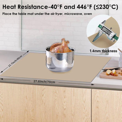 Extra Large Dark Green Countertop Mat - Silicone Table Kitchen Desk Mat - Non-Slip & Heat Resistant - Dinner Placemat Pastry Dough Rolling Mat - Colors A