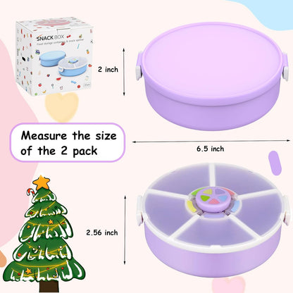 JOOPETALK Kids Reusable Rotating Snack Container with 5 Separate Compartments, Color Matching Opening Lid, BPA/PVC-Free, Dishwasher Safe, Perfect for Travel, School Lunches & On-the-Go Snacking-Purple