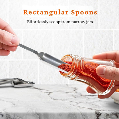 35PCS Stainless Steel Measuring Cups and Spoons Set, 7 Nesting Measuring Cups, Round & Rectangular Spoons with Clear Engraved Markings, 2-Pack Mini Spoon Sets with Leveler for Precise Cooking & Baking