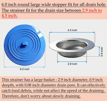 Seatery 2PCS Kitchen Sink Strainers, Sink Drain Filter, Sink Basket Strainer, 4.5 Inch Stainless Steel Sink Drain Strainer, Food Scraps Catcher for Kitchen