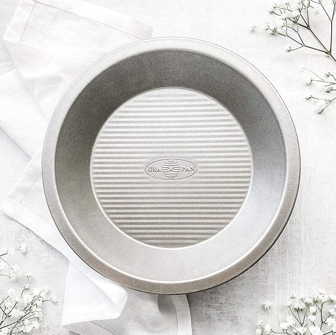 USA Pan Bakeware Aluminized Steel Commercial Pie Pan, Silver