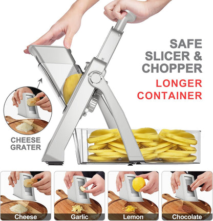 SupMaKin Safe Mandoline Slicer for Kitchen, Potato Slicer for Chips, Vegetable & Food Cutter,Thickness Adjustable 0.1-8 mm, Kitchen Faster Slice Artifact (Only Slicer)