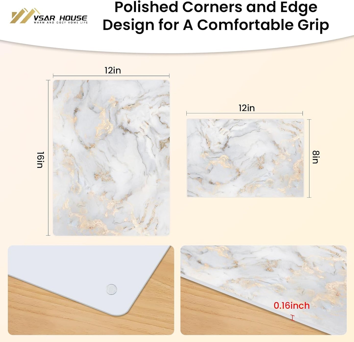 Tempered Glass Cutting Boards for Kitchen, Set of 2 Gold Glass Chopping Boards, 16"x12" & 12"x8" Cutting Boards With NonSlip Feet, Scratch Resistant, Heat Resistant, Easy to Clean