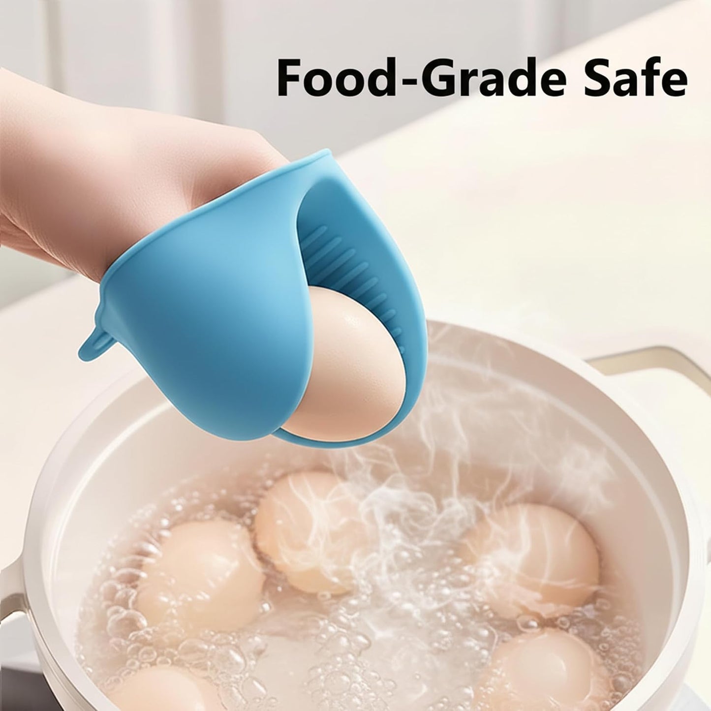1 Pair Gray,Mini Silicone Oven Gloves, Mini Finger Protector Pot Holder for Kitchen,Cooking,Baking,BBQHeat Resistant Gloves，can be Washed in the Dishwasher