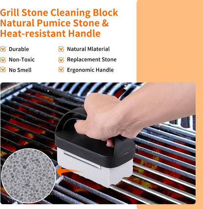 12 PCS Griddle Cleaning Kit for Blackstone, Heavy Duty Flat Top Grill Brush Set with Scraper & Stone – Complete BBQ Accessories for Outdoor Camping