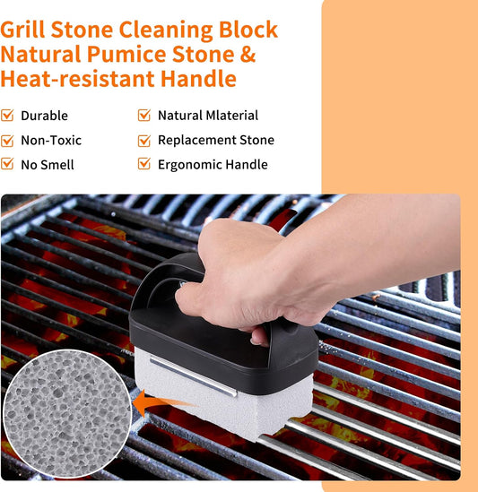 12 PCS Griddle Cleaning Kit for Blackstone, Heavy Duty Flat Top Grill Brush Set with Scraper & Stone – Complete BBQ Accessories for Outdoor Camping