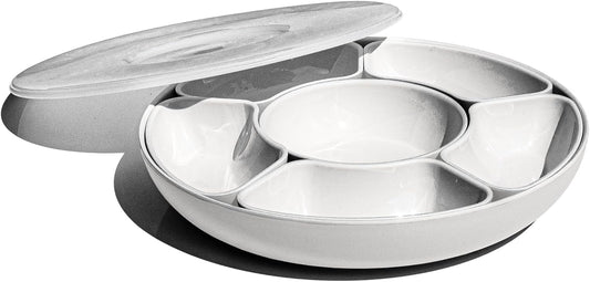 Divided Lazy Susan Serving Set - 8-Piece - White