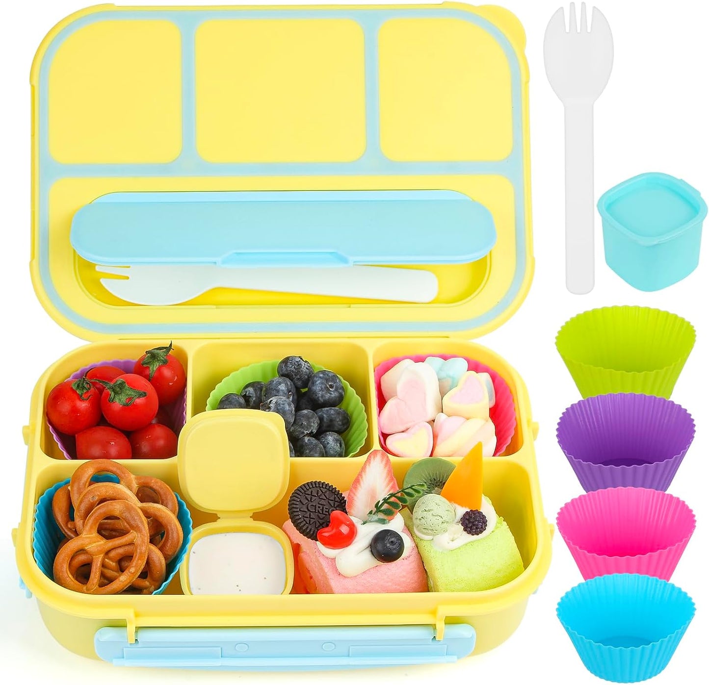 MaMix Bento Box Adult Lunch Box, Lunch Box Kids, Lunch Containers for Adults/Kids/Students,1300ML-4 Compartment Bento Box (purple)
