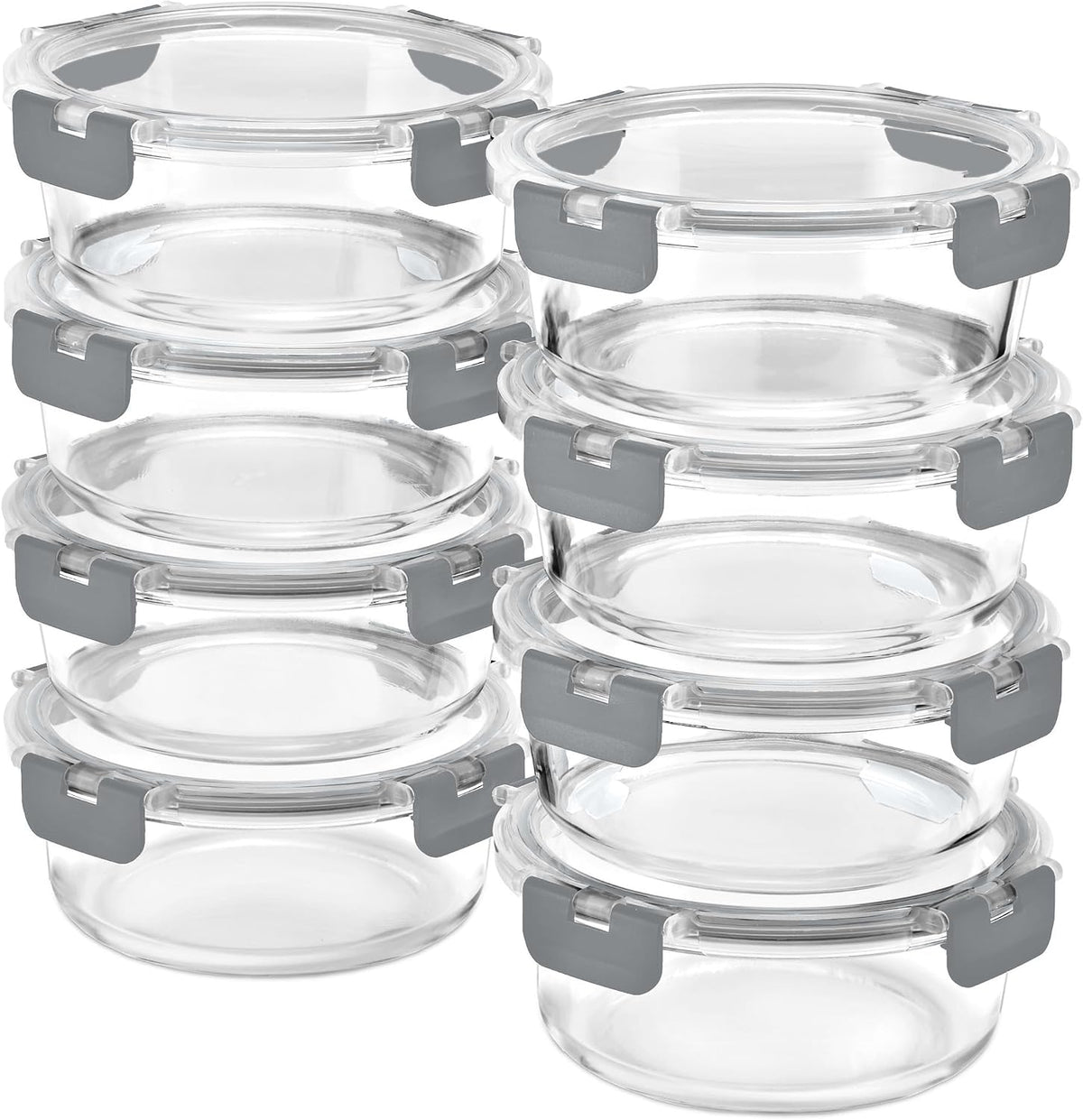 Sorbus Glass Meal Prep Containers Set – 8 Round 32oz Containers with Airtight Lids – Freezer, Dishwasher, Oven Safe – Reusable Food Storage Bowls