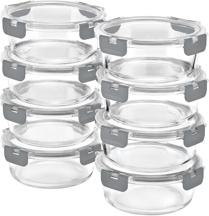 Sorbus Glass Meal Prep Containers Set – 8 Round 32oz Containers with Airtight Lids – Freezer, Dishwasher, Oven Safe – Reusable Food Storage Bowls