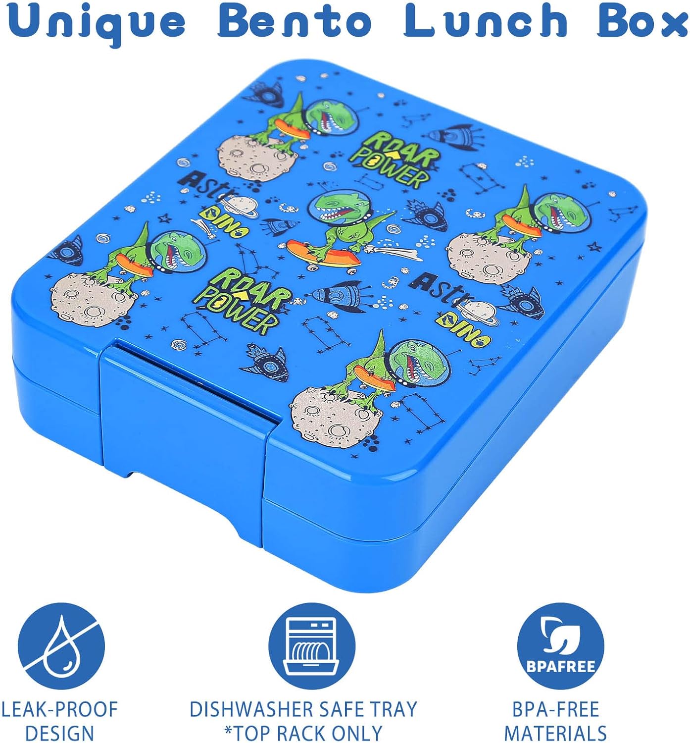 Bento Lunch Box Set for Kids with 10oz Soup Thermo, Leak-Proof Lunch Containers with 4 Compartment, Kids Thermo Hot Food Jar and Insulated Lunch Bag for Kid to School,BPA-Free(Dragon)