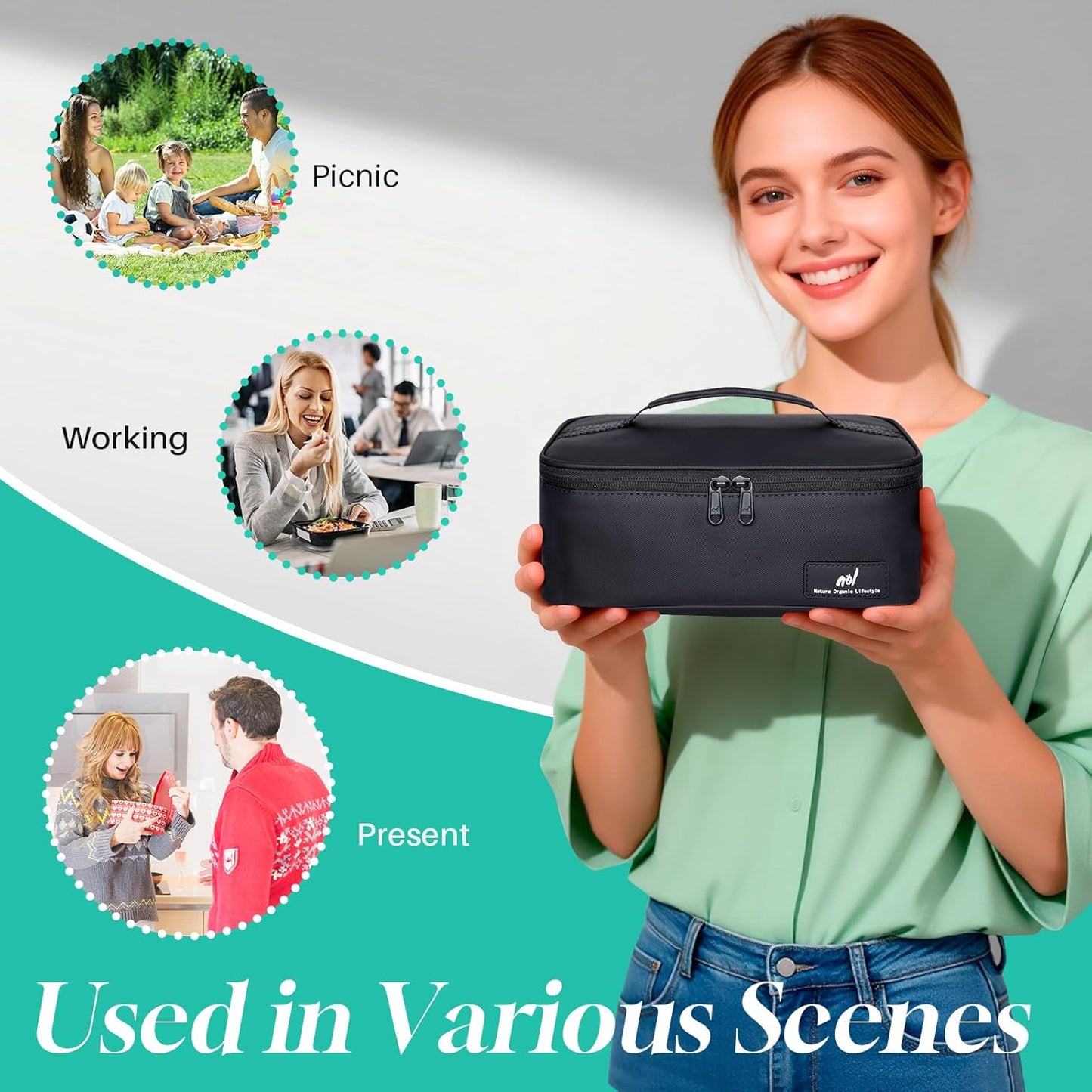 NOL Mini Insulated Lunch Bag for Women Men Kids | Small Leakproof Reusable Lunch Tote | Fits 6 Cans 330ml | Thermal Cooler for Work School Picnic Camping, Navy blue