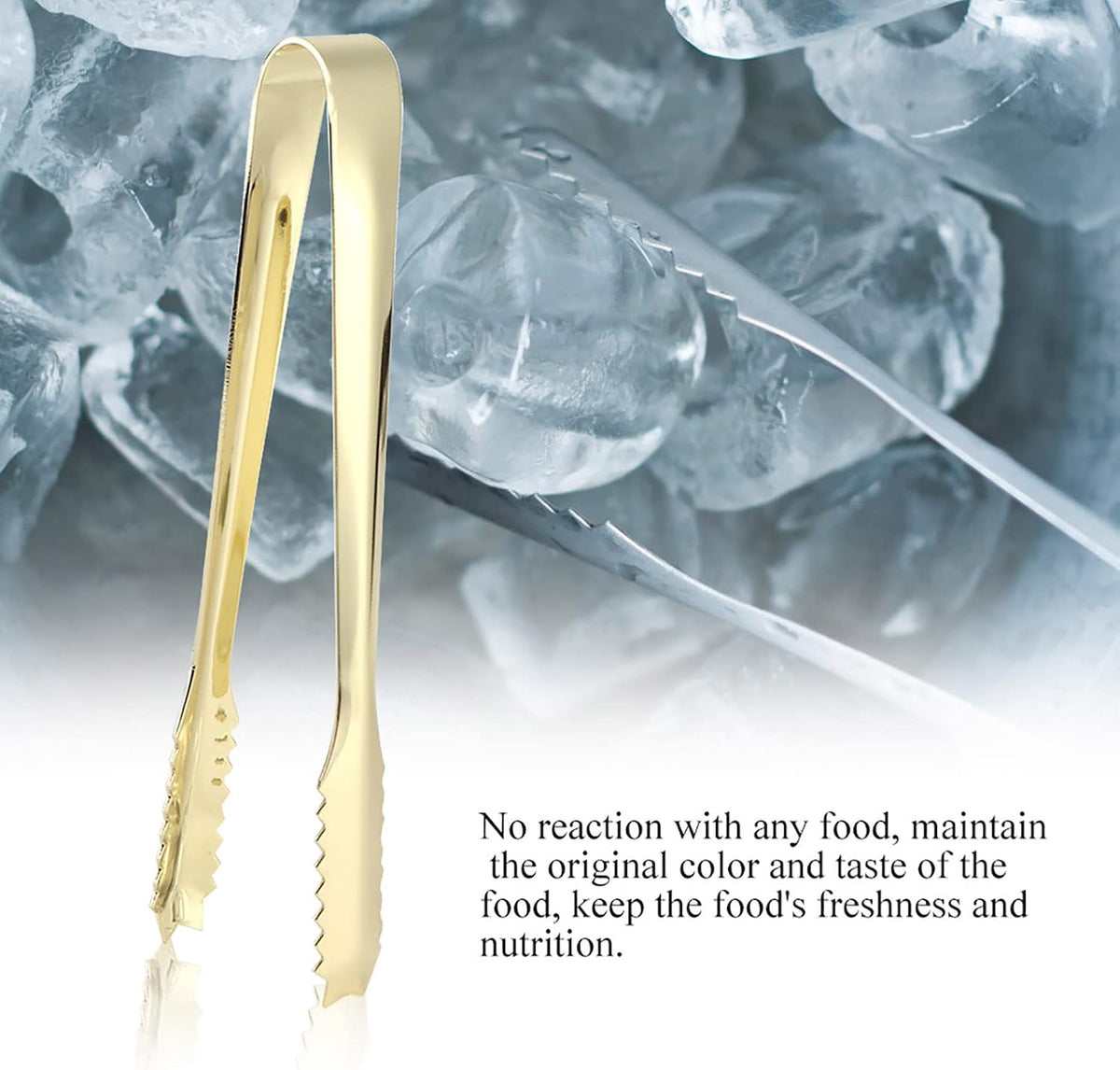 Ice Tongs, Serving Tongs Bar Sugar Stainless Steel Biscuit Buffet Grill Kitchen Edition Clamp Tool Heat Non Slip Grip Glossy Silver For Baking Pastry Salad BBQ Cooking