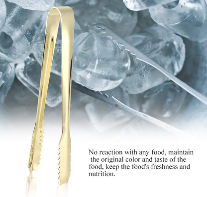 Ice Tongs, Serving Tongs Bar Sugar Stainless Steel Biscuit Buffet Grill Kitchen Edition Clamp Tool Heat Non Slip Grip Glossy Silver For Baking Pastry Salad BBQ Cooking