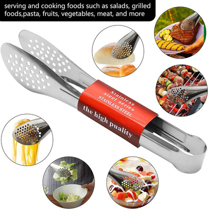 6 Pack Buffet Tongs,Stainless Steel Serving Tongs Serving Utensils 7Inch