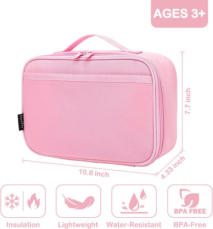 FlowFly Kids Lunch box Insulated Soft Bag Mini Cooler Back to School Thermal Meal Tote Kit for Girls, Boys, Black