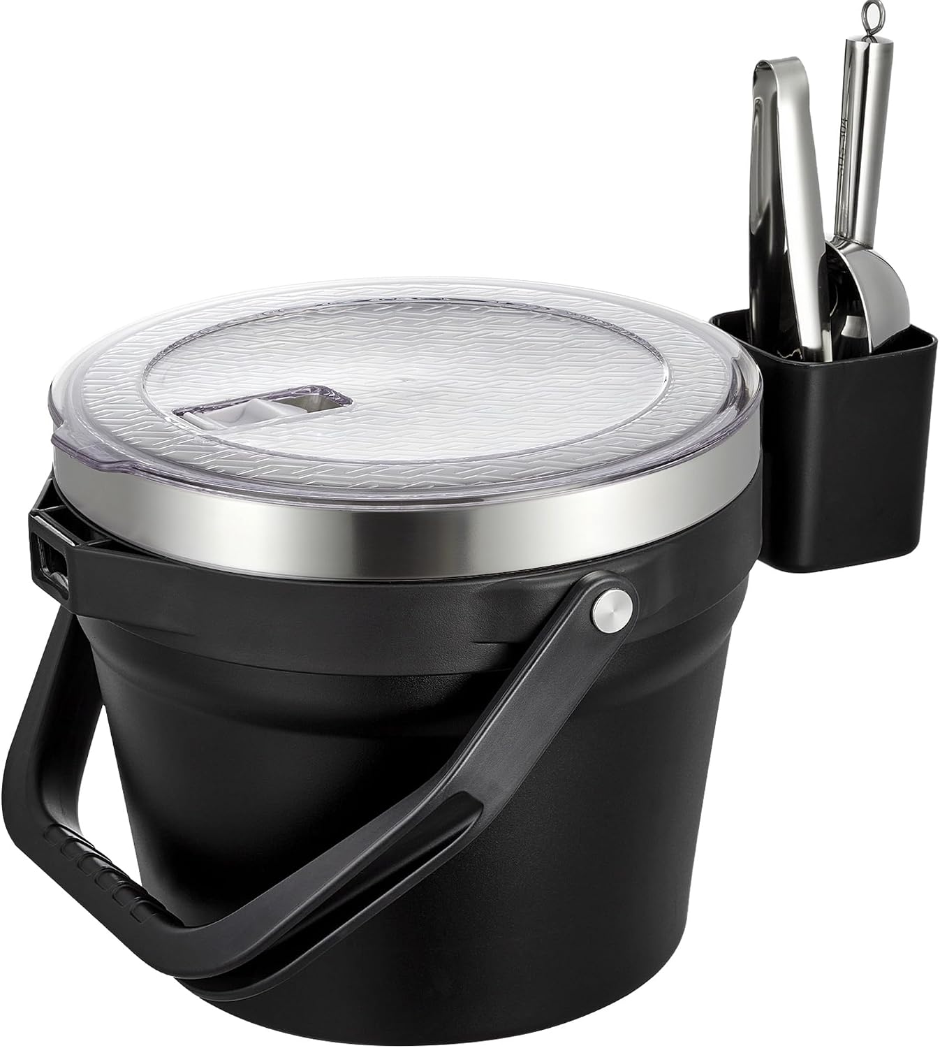 COKTIK 7L Vacuum Insulated Ice Bucket with Lid and Scoop& Tongs，Large capacity Stainless Steel Beverage Bucket for Cocktail, Champagne, Wine, Beer，Large Parties（Milk White Suit）
