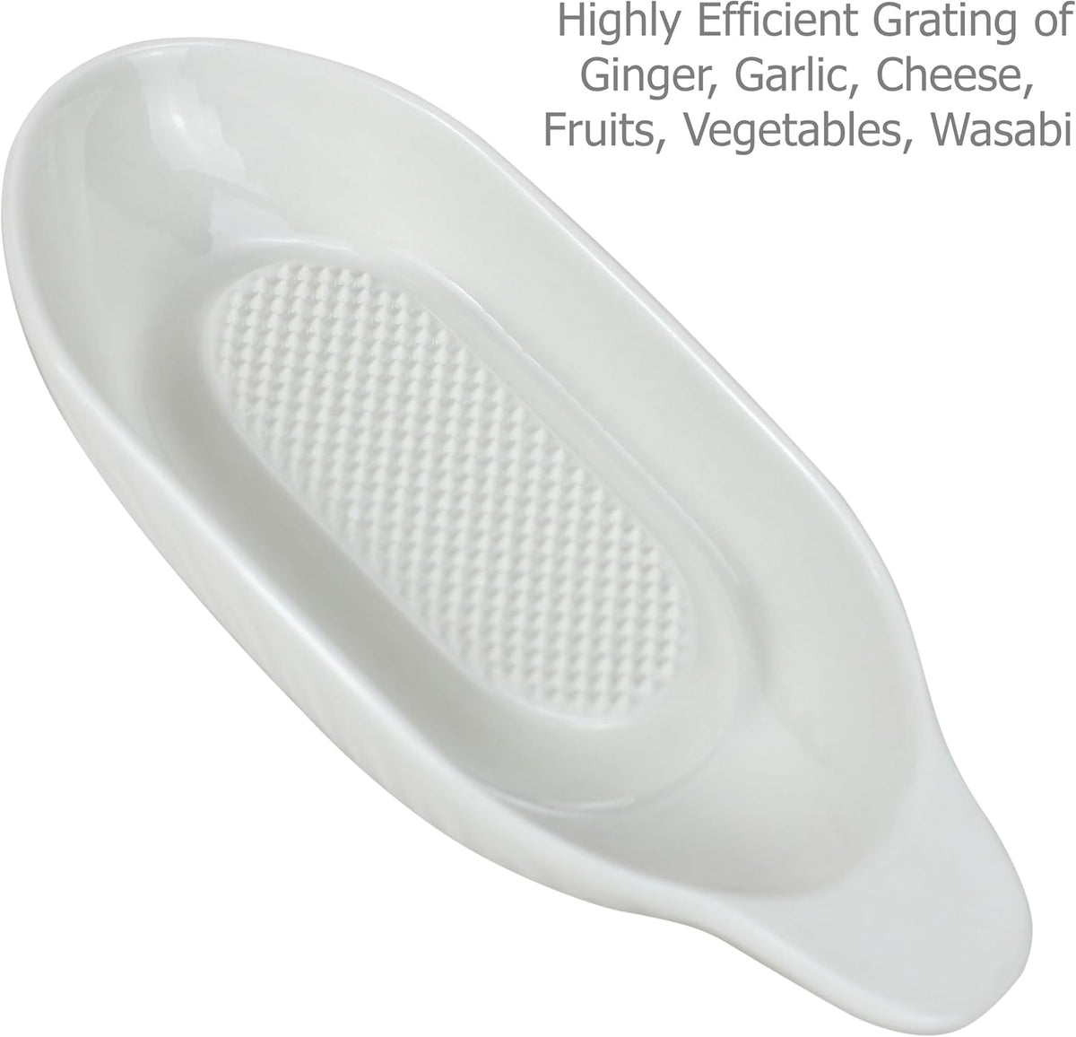 EIKS Ceramic Ginger Grater Plate Grinding Dish, Included Scraper Brushes