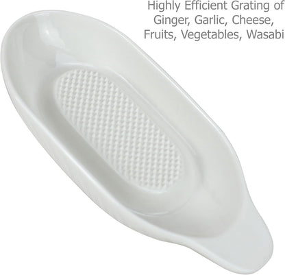 EIKS Ceramic Ginger Grater Plate Grinding Dish, Included Scraper Brushes
