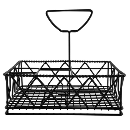 GET 4-931832 Black Metal Five Compartment Condiment Caddy Iron Powder Coated Table Caddies Collection, 9" x 7" (Pack of 12)