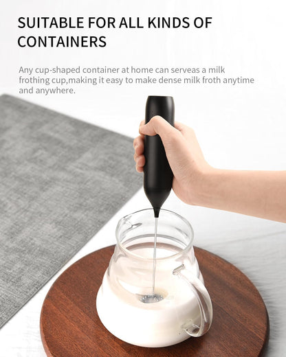 CIRCLE JOY Rechargeable Milk Frother Handheld with Stand, Dual Spring Whisk Head Electric Coffee Frother Foam Maker, Portable Drink Mixer for Cappuccino, Latte, Matcha, Black