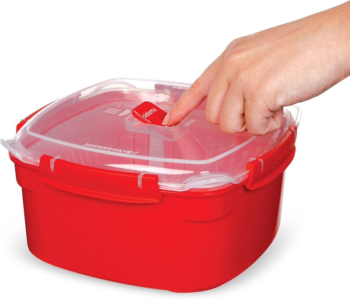 Sistema Microwave Collection Steamer, Medium, 83.5 oz./2.4 L, Red