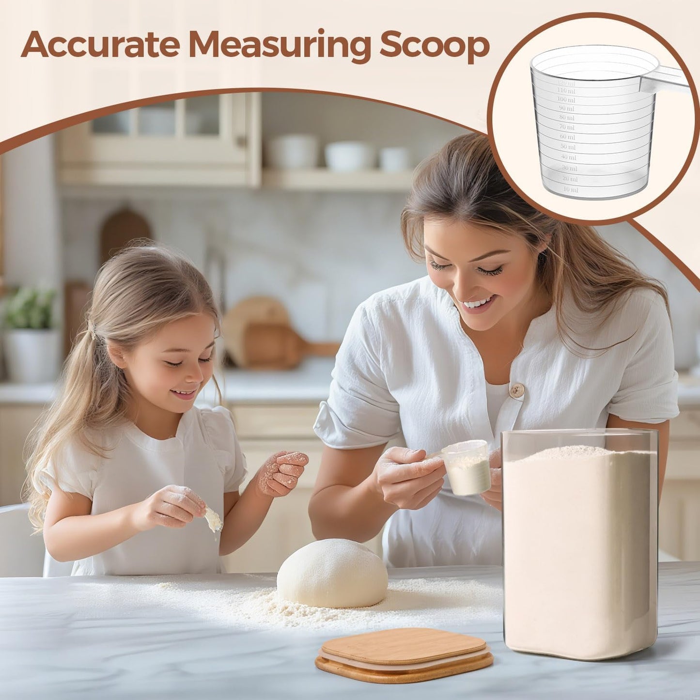 ComSaf Glass Storage Jars with Bamboo Lids 4.6 Qt 2 Pack Large Wide Mouth | Pantry organization, Flour Sugar Coffee Beans, Pasta Cereal Dry Food, 1.2 Gallon, Cabinet Organization, Dry Food Storage