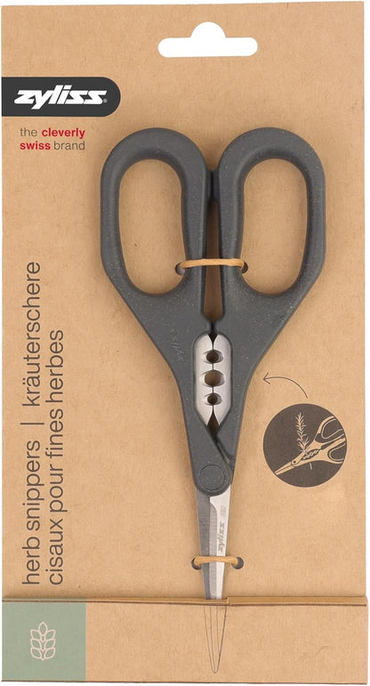 Zyliss Herb Snippers with Integrated Stem Stripper – Precision Blade Kitchen Scissors for Fresh Herbs, Parsley, Cilantro & Chives – Ergonomic Wheat Straw Handle, Left/Right-Handed, Dishwasher Safe