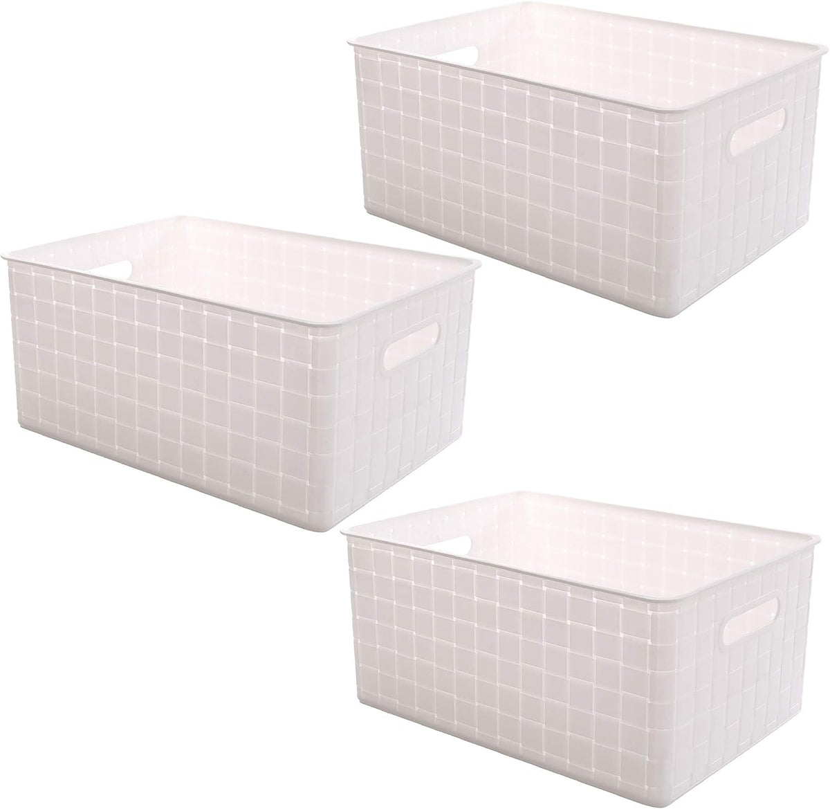 BINO | Plastic Storage Baskets Large - Black | THE STABLE COLLECTION | Multi-Use Storage | Rectangular Cabinet Organizer | Baskets For Organizing with Handles | Home Office Organization and Storage