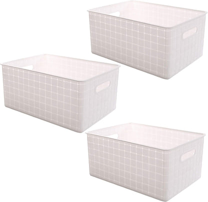 BINO | Plastic Storage Baskets Large - Black | THE STABLE COLLECTION | Multi-Use Storage | Rectangular Cabinet Organizer | Baskets For Organizing with Handles | Home Office Organization and Storage