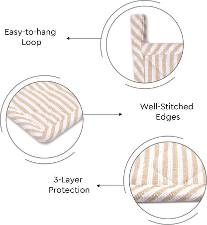 Encasa XO Pot Holders, Quilted Kitchen Hot Pads 8"x8" Black