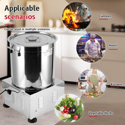 JIAWANSHUN Electric Commercial Salad Spinner Large Inner Capacity 10L(3kg Vegetable), 110V Stainless Steel Lettuce Spinner Vegetable Dryer for Canteens Hotels and Restaurants, One Key Switch
